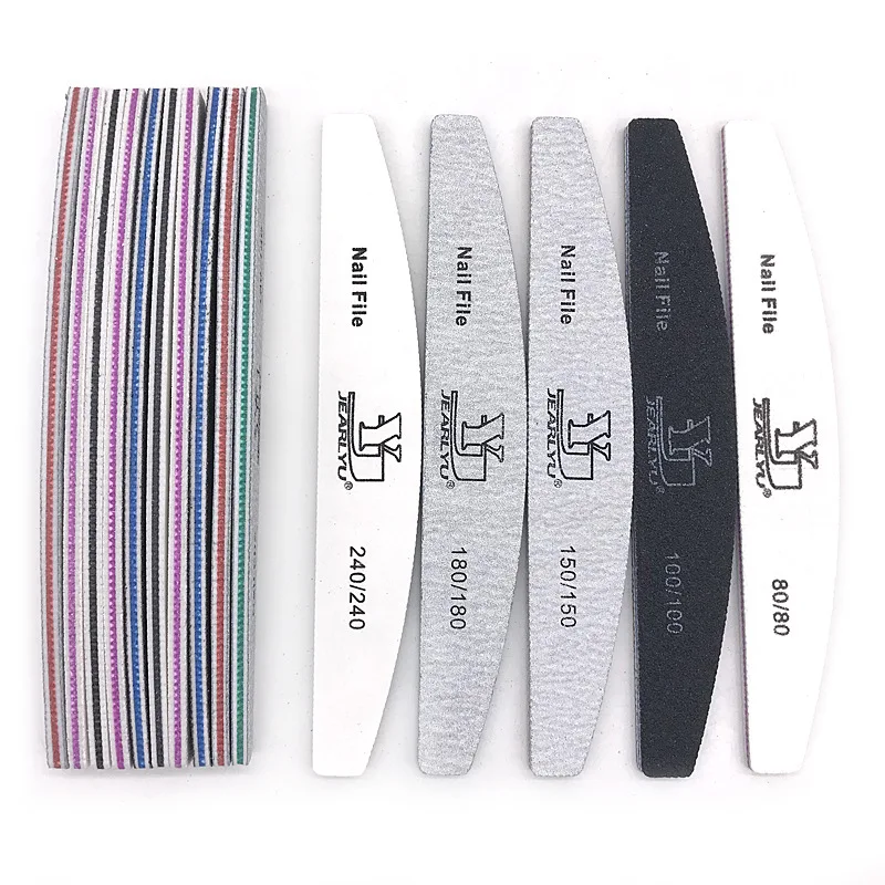 1pc 厚みのある長方形の爪やすり 80/100/150/180/240 両面爪磨きサンドペーパー キューティクルリムーバー プロフェッショナルファイル