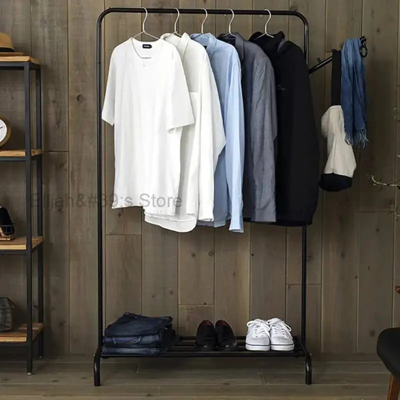 Perchero de metal negro, diseño minimalista, perchero portátil para exteriores, desmontable, ahorrador de espacio, mueble perchero para ropa