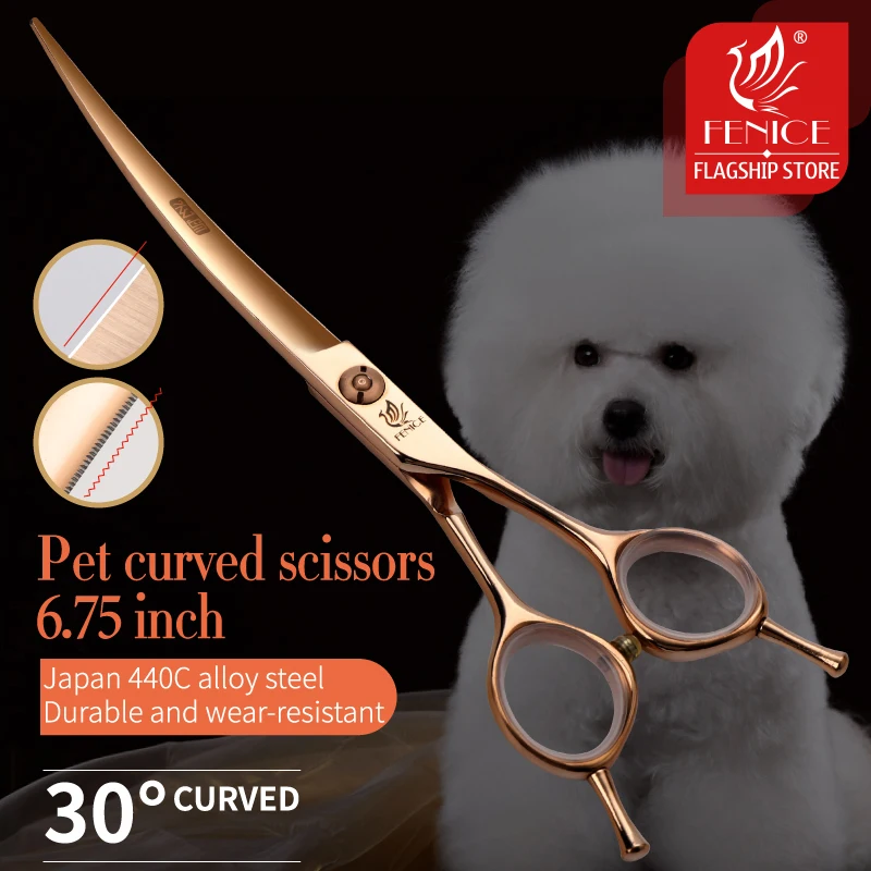 Fenice 6.25/6.75 inch Professional Dog Grooming Curved Scissors Pet Dog Shears JP440C