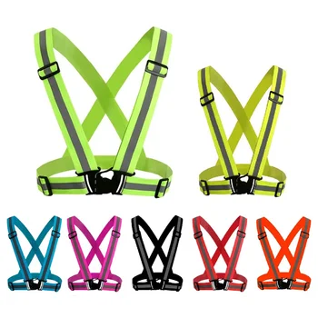 Elastik Vurgu Yansıtıcı Askıları Gece Koşu Binme Giyim Yelek Yetişkinler ve Çocuklar için Ayarlanabilir Güvenlik Yelek Bandı