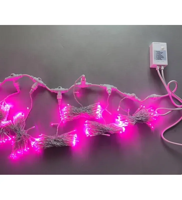 1000 LED Curtain Light Outdoor Wedding Party Decoration IP65 Waterproof White PVC Cable 2M X 5M