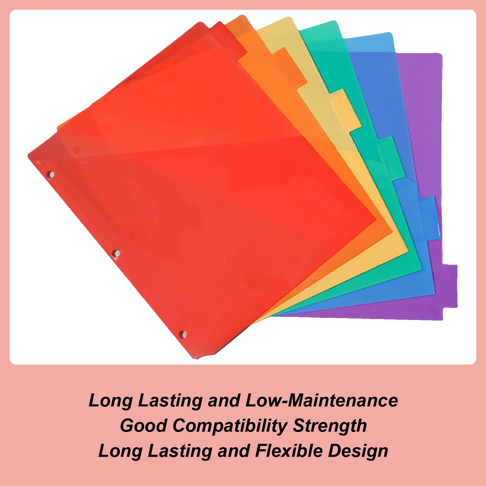 

Index Divider Colorful 3 Holes 6 Pages Binder Insertable Dividers Waterproof Notebook Dividing Pockets Section Index Organizer