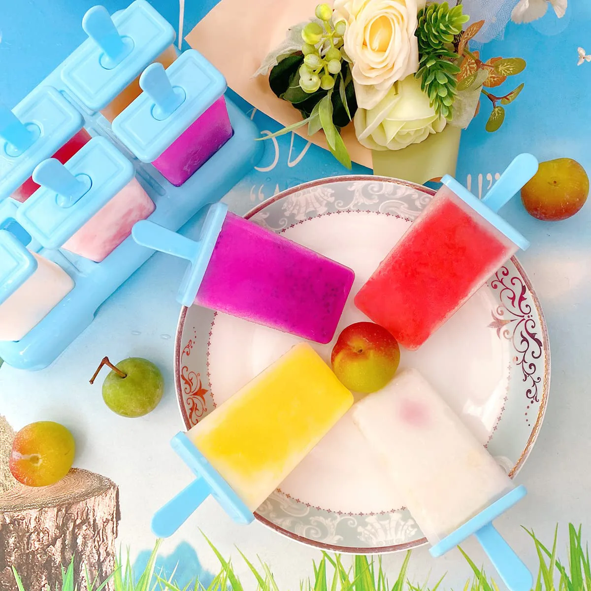 Ice Cream Popsicle Mold Diy Ice Cream Machine Homemade Ice Box With Cleaning Brush Ice-lolly Mold Kitchen Gadgets Toois