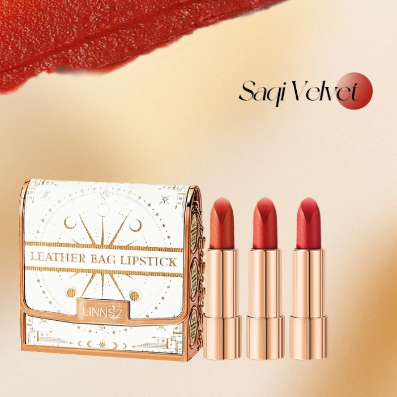

Three-piece Makeup Bag Lipstick, Matte Long-lasting Lipstick with No Residue on The Cup Lip Liner Case