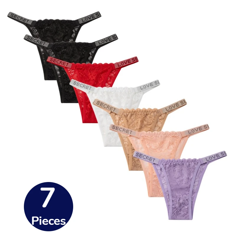 

TrowBridge 7PCS Women's Panties Flowers Fashion Female Lace Bikini Hollow Out Sexy Lingerie Charming Briefs Underpants Hot Sale