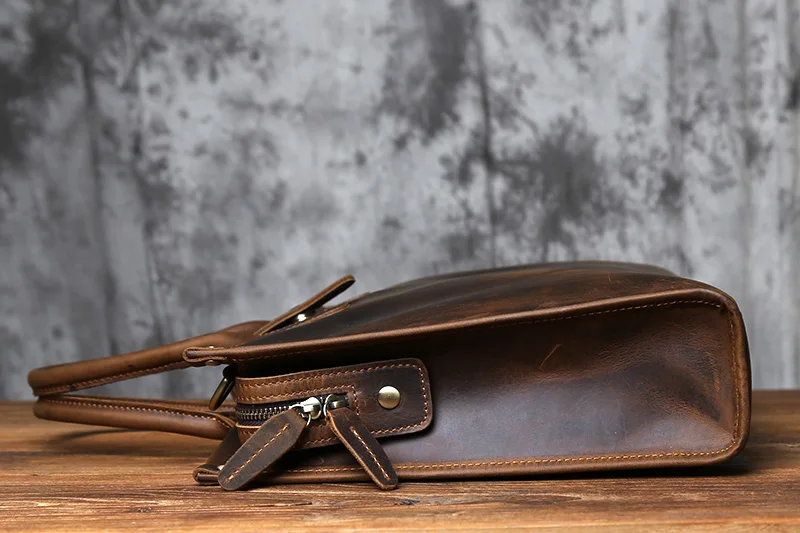 Nzpj Vintage Echt leder Herren Aktentasche natürliche Rindsleder Handtasche verrückte Pferd Leder Computer tasche lässige Umhängetasche – Detail 8