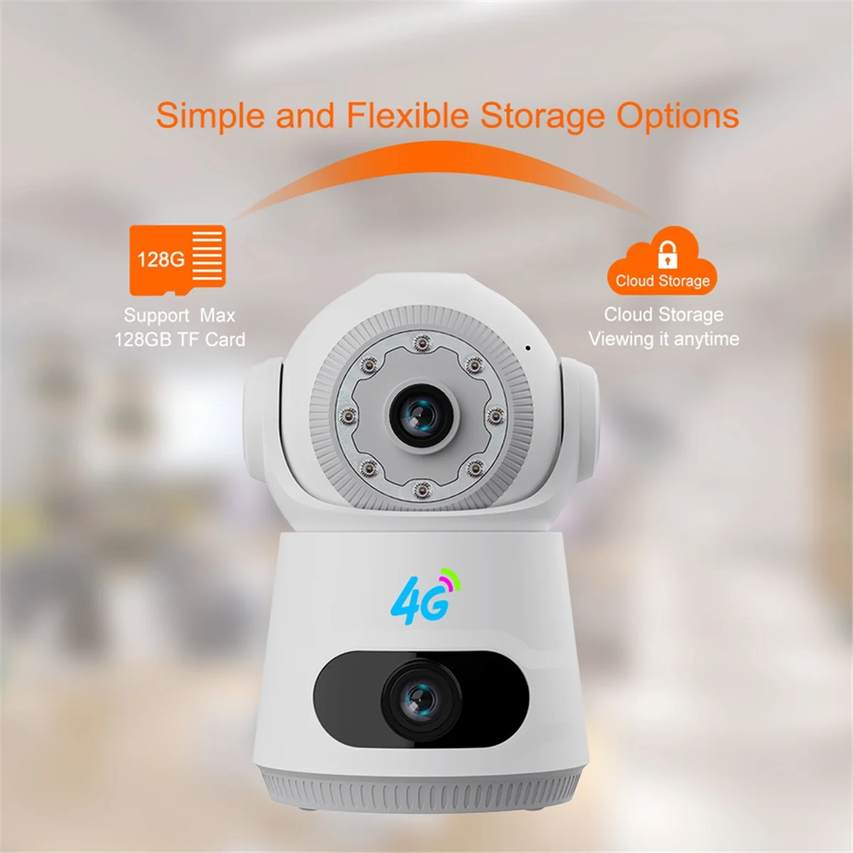 4MP Camera with 4G SIM, enabling Two-Way Voice Intercom and Auto Tracking, US Plug Variant -Y18A