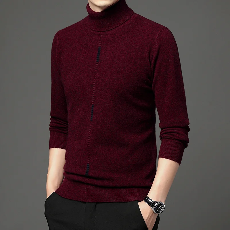 

wool Sweater winter men's 200% thickened pure loose bottomed sweater high Lapel men's sweater