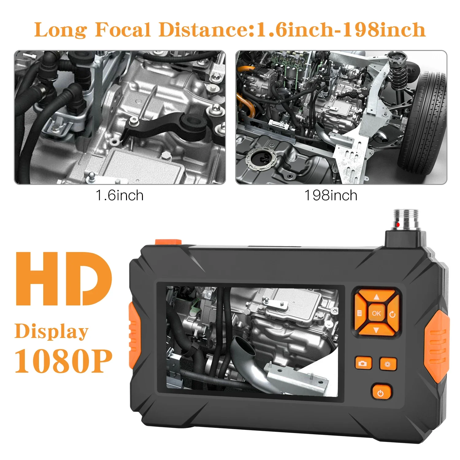 Endoscope 1080P HD 8mm 1/5/10M dual Lens 4.3 Inch Screen Industrial Portable Borescope 2.0MP Inspection Camera Snake cable