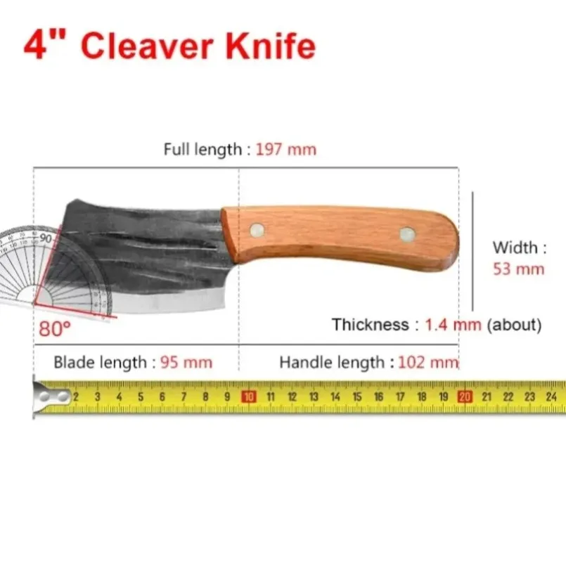 Chef Meat Cleaver Fish Fruit Vegetables Slicing Knife Barbece Fish Boning Cutter Wood Handle Butcher Knife Good for Cooking