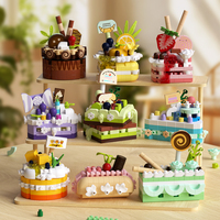 Birthday Gifts DIY Mini Cake Decorations Kids Building Blocks Toys Mini Bricks Dessert Food Sets Educational Toys