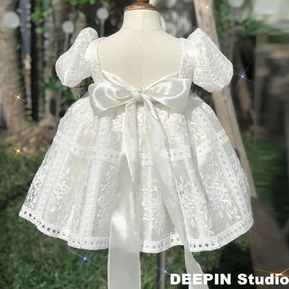 

Girls Embroidered Puff Sleeve Princess Lolita Dress 2024 New Children's Girls Lolita Dress Children's White Tutu Princess Dress