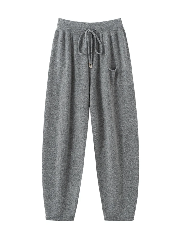 أنيقة الدانتيل متابعة الصلبة محبوك السراويل الخريف الشتاء المرأة مربوط كولوتيس الدافئة لينة 100% الكشمير السراويل الراحة غير رسمية #4