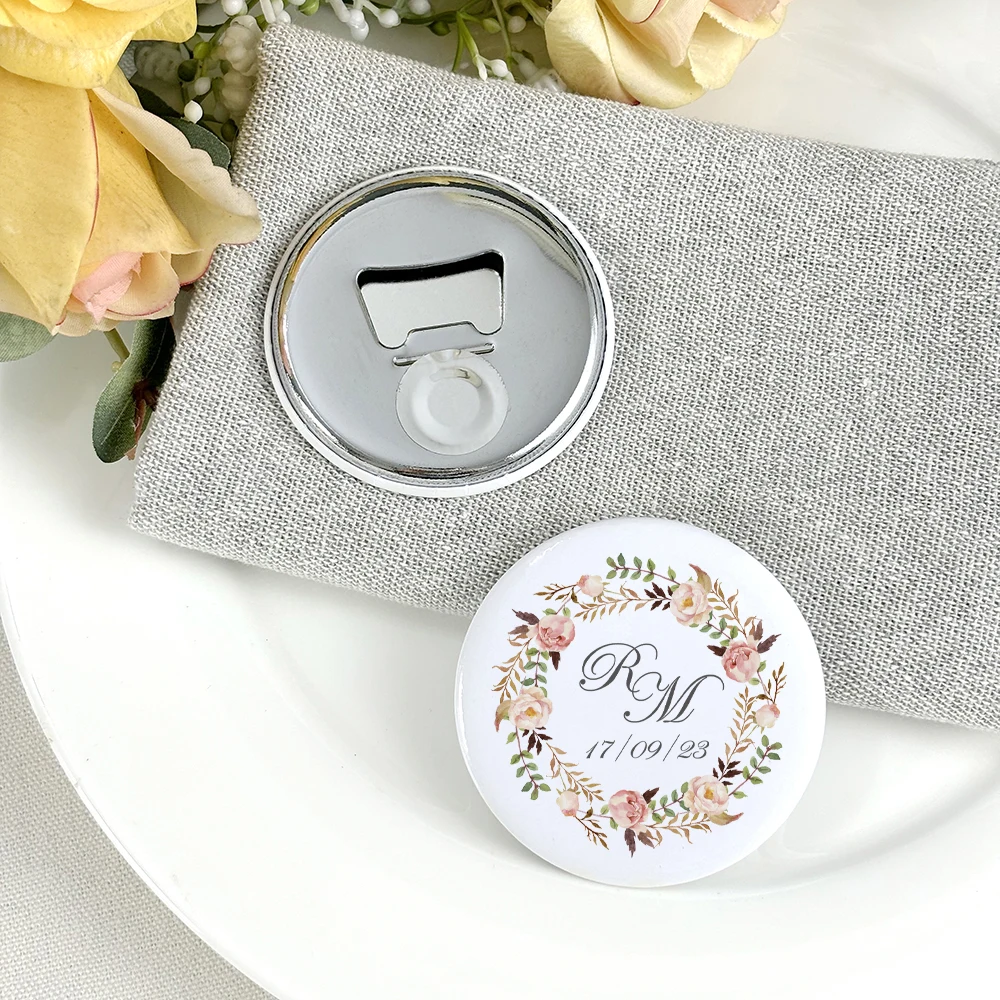 Customized Wedding Magnet Souvenirs Wedding Gifts for Guests Personalized Wedding Favors Metal Fridge Magnet Bottle Opener