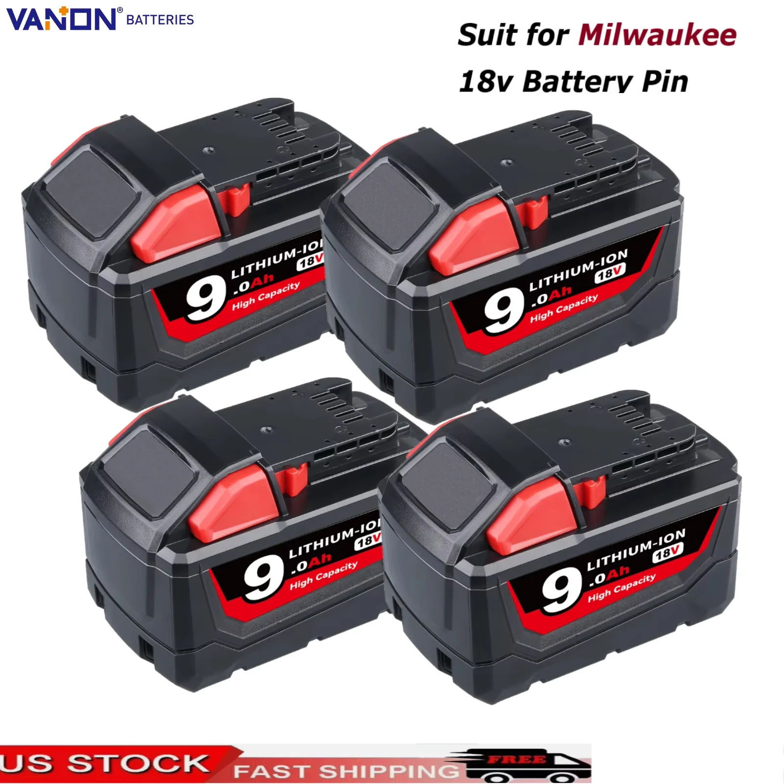 

Замена аккумулятора VANON 1/2/4 шт., 9,0 Ач для Milwauk ee 18 В M18 48-11-1815 48-11-1850 2604-22 48-11-1840, штифт аккумулятора