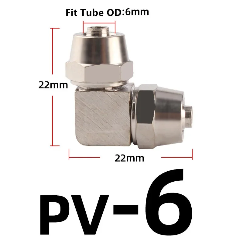 Fit Tube OD 4/6/8/10/12/16mm Brass Elbow Pneumatic Fitting Quick Connector