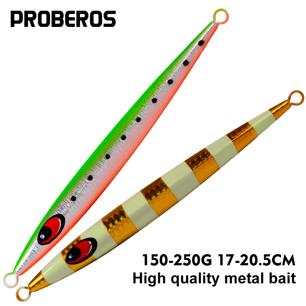 

1pc Bass Lures Trout Fish Minnow Tackle150g 200g 250g Slow Jig Fishing Lure Metal Jig Jigging Hard Spoon Luminous Bait Lure