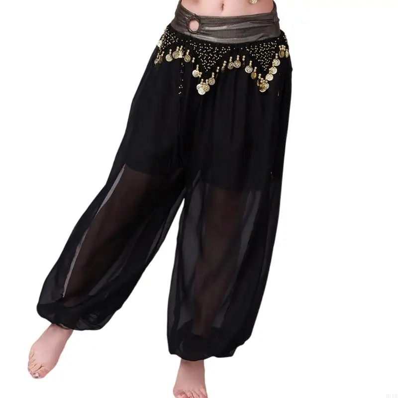 Costumes danse du ventre Belly Dance Coin Lantern Pants Split Sequins Harems Pantal