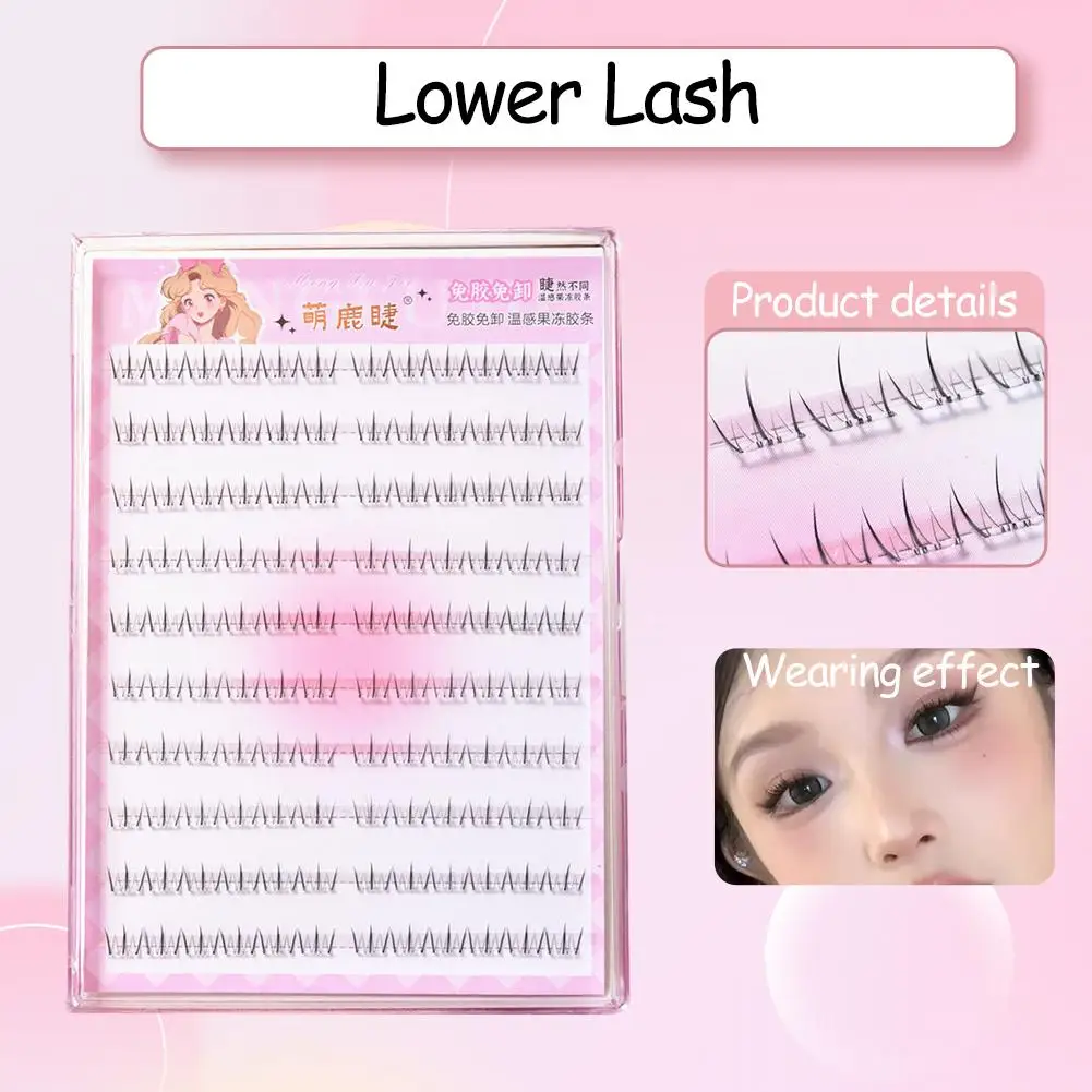 5mm Clear Band Bottom Eyelashes Clusters Natural False Eyelashes DIY Lower Lashes Extensions with Clear Stems for Daily Makeup