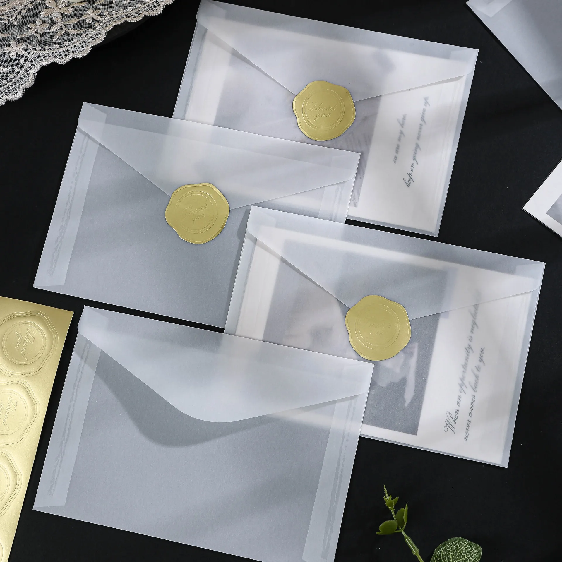 50pcs 11x16cm Translucent Envelopes for Wedding 120g Sulfuric Acid Paper Invitation Business Stationery Supplies Storage Bag