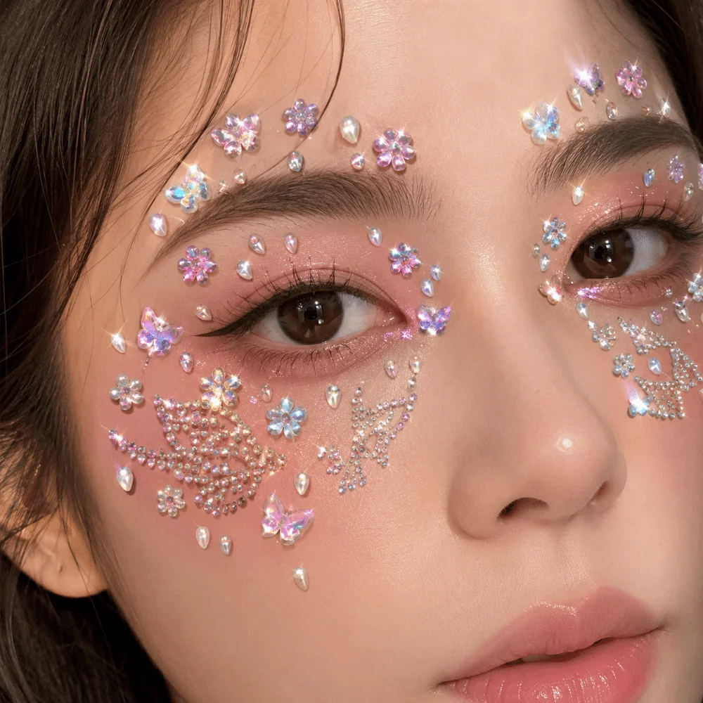 Decoration Self-Adhesive Temporary Tattoo Sticker DIY Sparkling Rhinestone Tattoo Body Art Zircon Butterfly Sticker Wedding