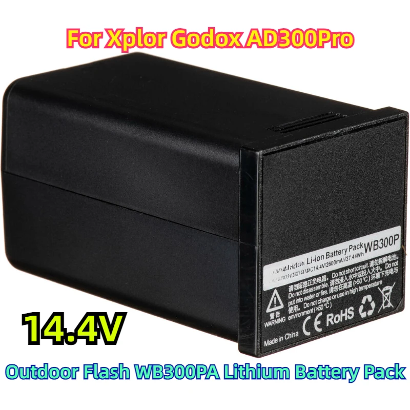 For Xplor Godox AD300Pro Outdoor Flash WB300PA Lithium Battery Pack 14.4V More Efficient WB300P 3000mAh 2600mAh