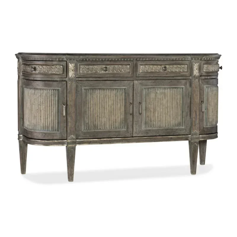 French retro carved solid wood porch cabinet entrance foyer decorated against the wall