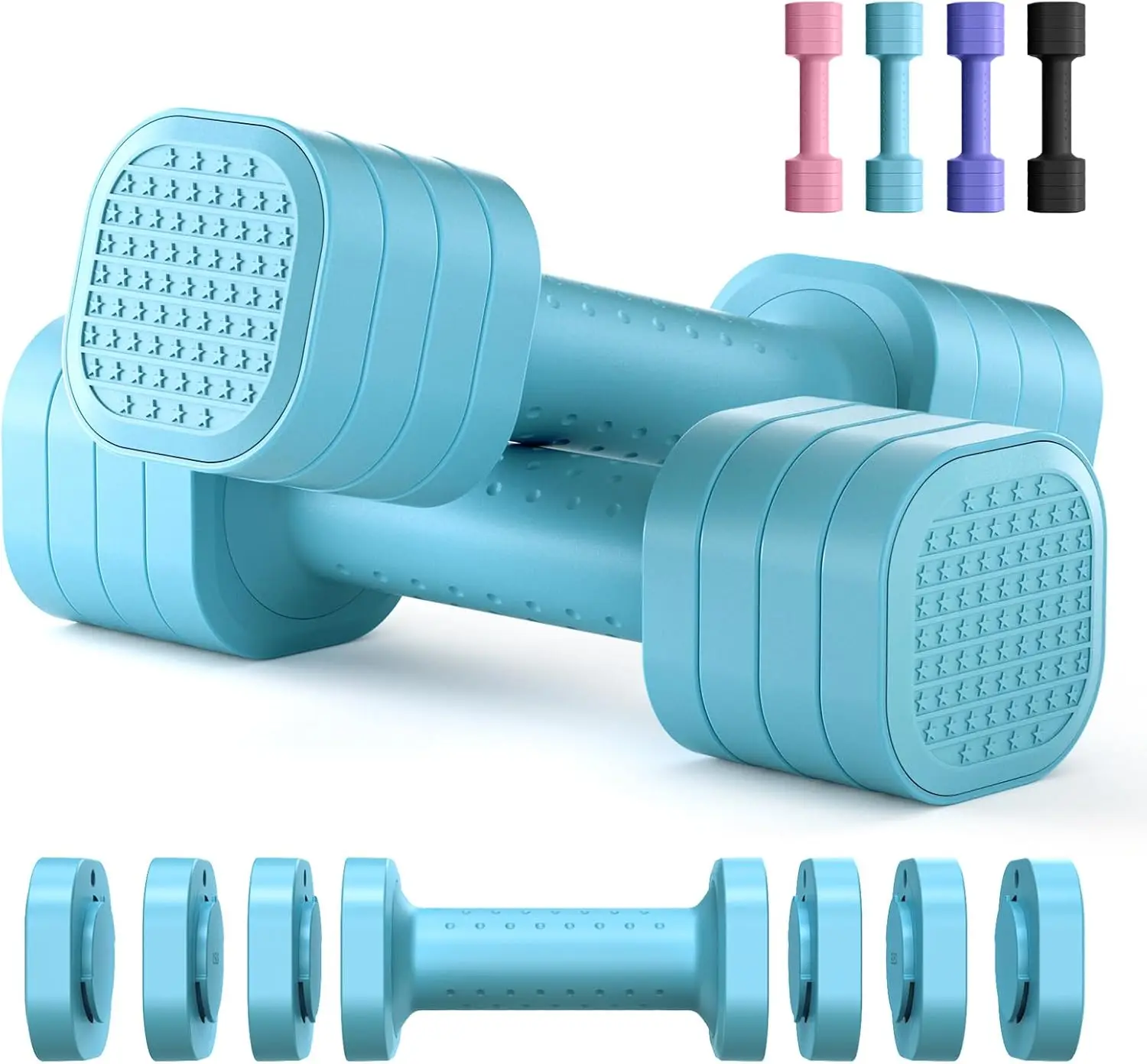 

Adjustable Dumbbell Set of 2, 4 in 1 Free Weights Dumbbells Set for Women, Each 2lb 3lb 4lb 5lb with TPU Soft Rubber Handle