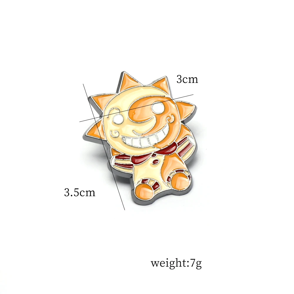 Broche soleil lune, figurine de dessin animé, Badge de tête, jeu d'horreur, accessoires FNAF, cadeaux pour enfants, jouets