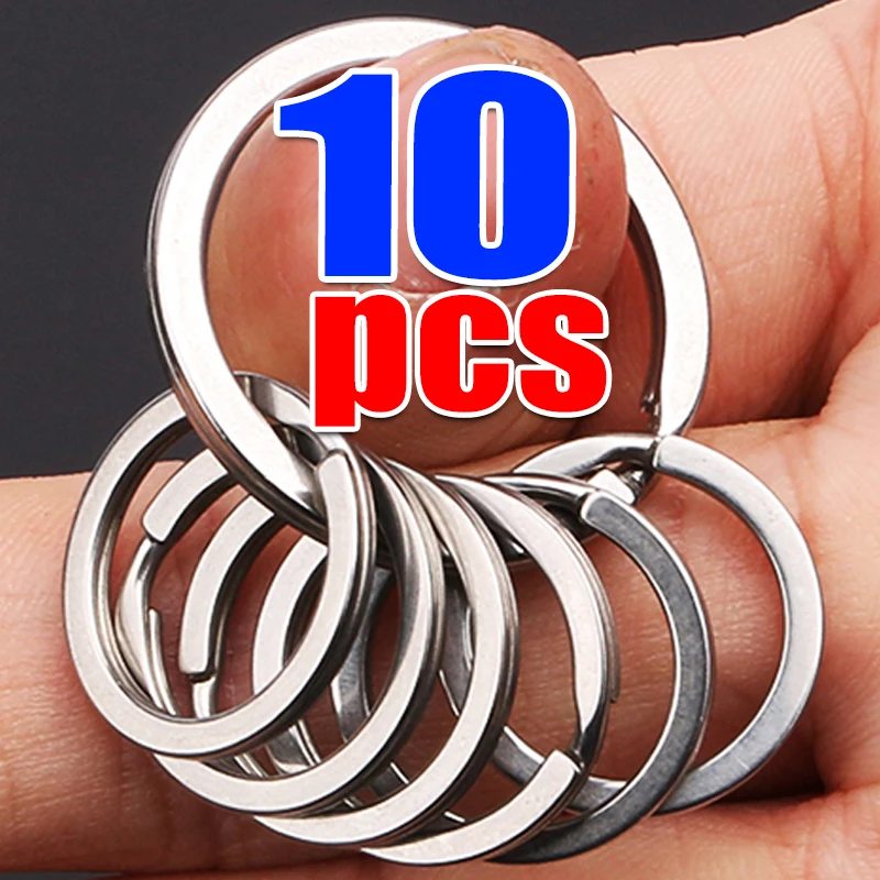 10pcs Stainless Steel Key Rings Polished sliver Round Flat Line Split Keyring for Jewelry Making Keychain DIY Finding 25-35mm