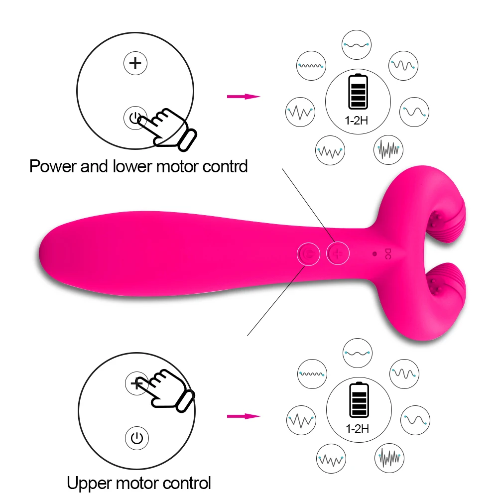 G-Spot 3 Motors Dildo Vibrator for Women Clit Stimulator Anal Vagina  Double Penetration Massager Penis Sex Toys for Couples