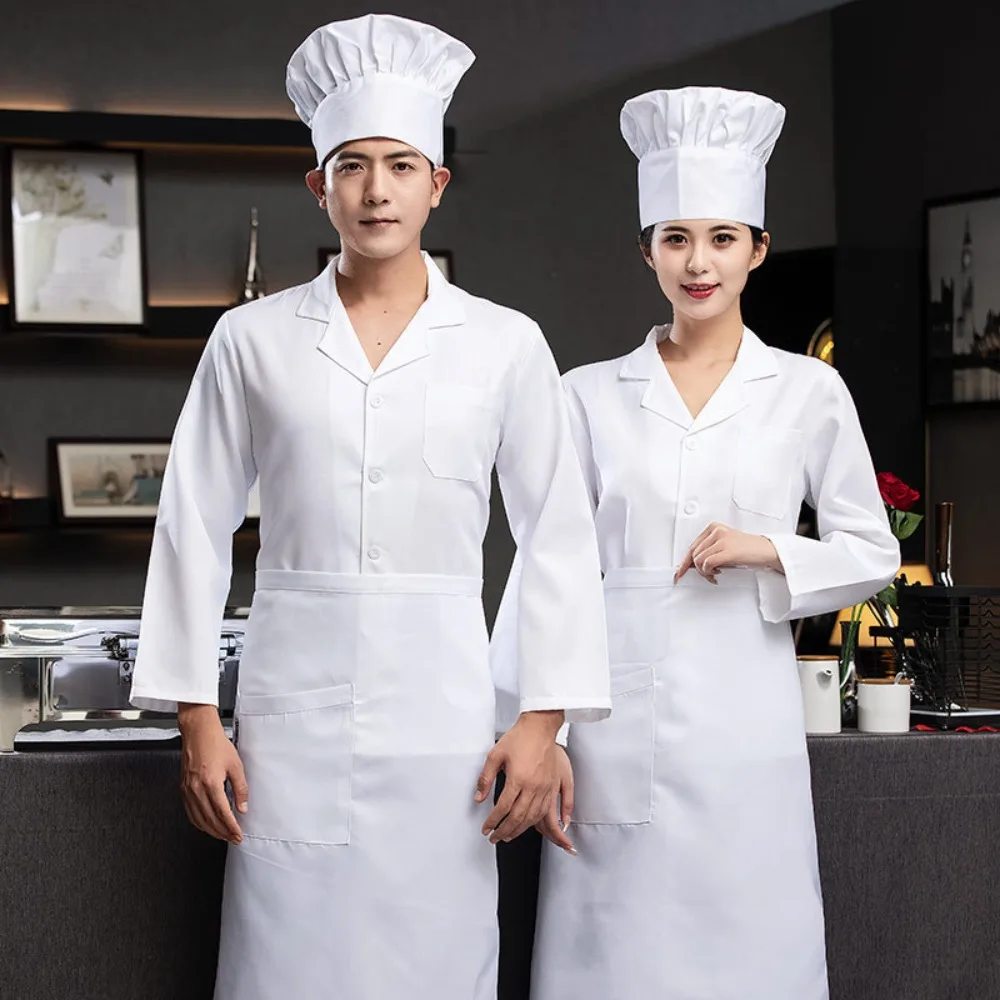 Vêtements de travail de Chef de cantine pour hommes, vêtements de Chef de cuisine de maternelle pour femmes, été mince et respirant blanc