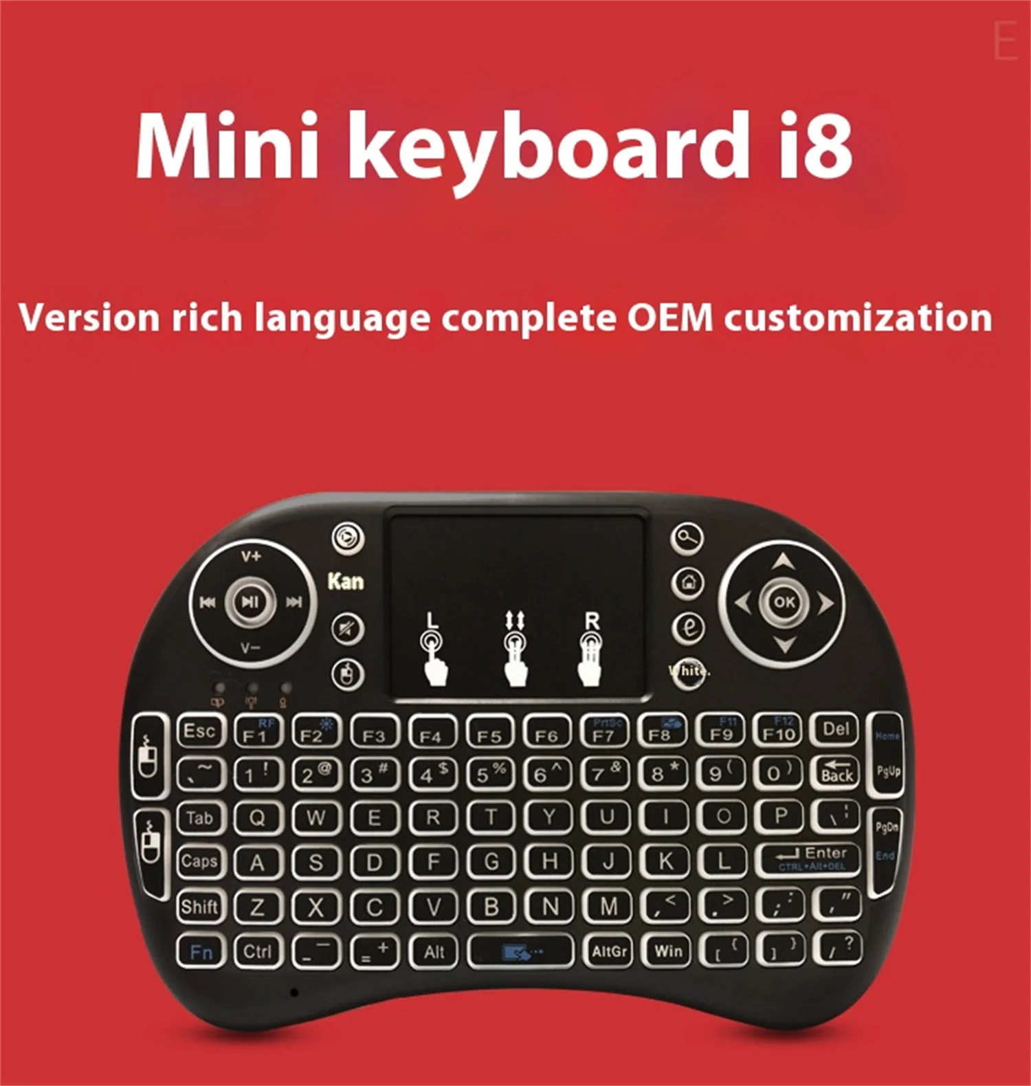 

I8 mini keyboard and mouse, portable and compact, USB wireless light-emitting, flying mouse, Bluetooth remote control