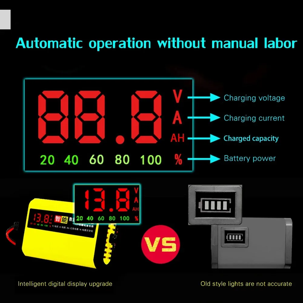 Portable 12v 2a Car Charger Lcd Display Fast Adapter Dc13.8v For Wheel Part 12 V Battery Charger Universal Battery Charger Ix3