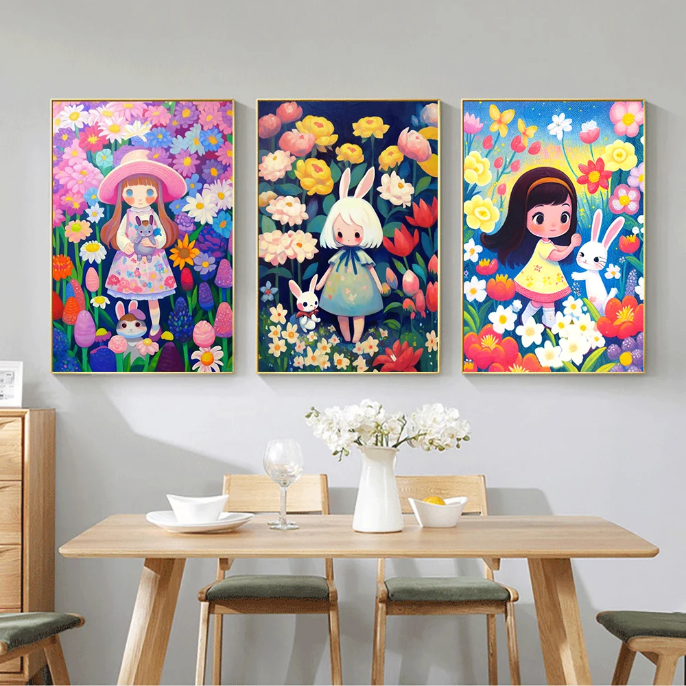 Cute Rabbit Diamond Painting Children's DIY AB Drill Diamond Mosaic 5D Cartoon Girl Cross Stitch Set Anime Art Home Decoration