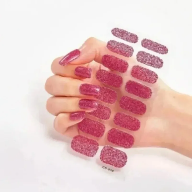 Semi Cured Wraps Nail Sticker Solid Nail Gel Wraps Adhesive Full Cover Slider No Need UV Lamp Cured Fast Gel Nail Decal