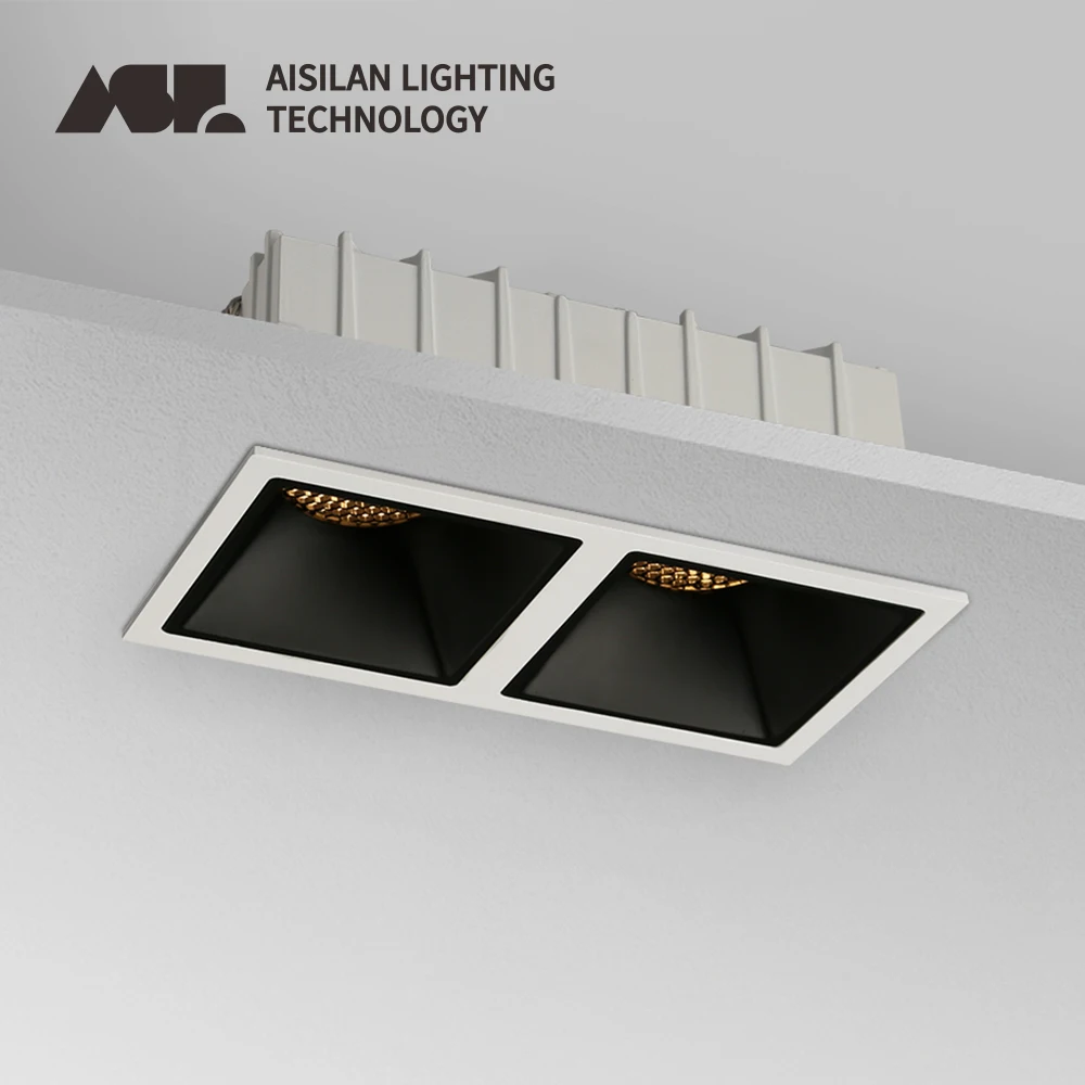 Aisilan Square LED Embedded Ceiling Spotlight 7W 14W CRI97 with Honeycomb Anti-glare Recessed Downlight for Living Room Aisle