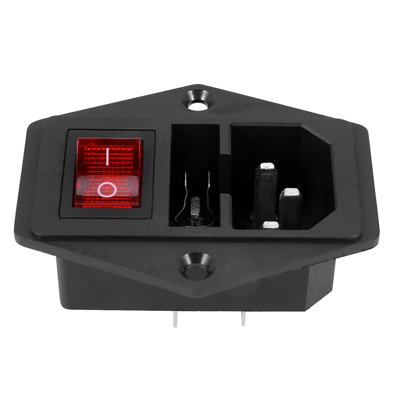 RISE-6X 3 Pin IEC320 C14 Inlet Module Plug Fuse Switch Male Power Socket 10A 250V