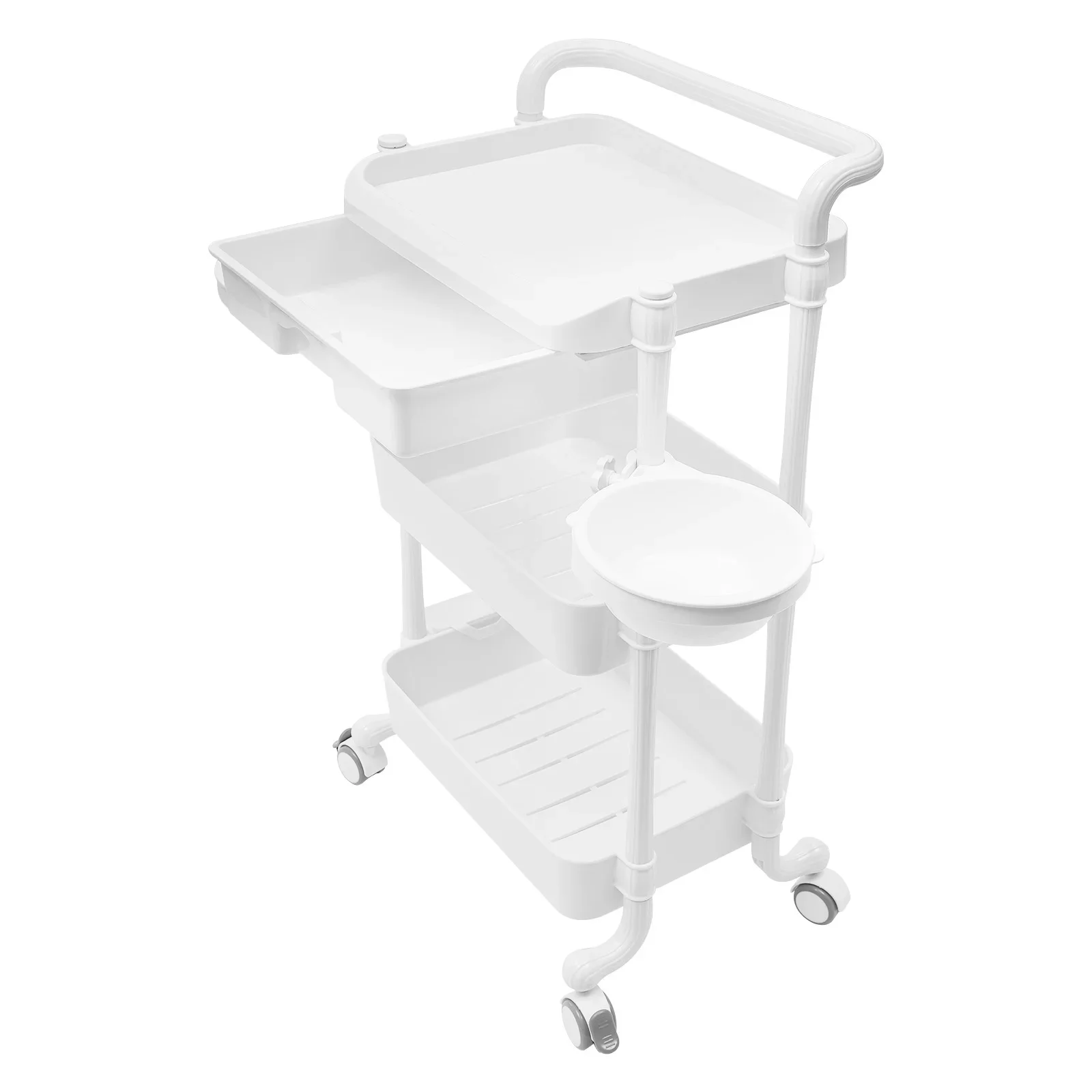 3 Tier Beauty Salon Trolley Cart Utility With Dirt Buckets Drawers Universal Wheels Beauty Hairdressing Trolley Storage