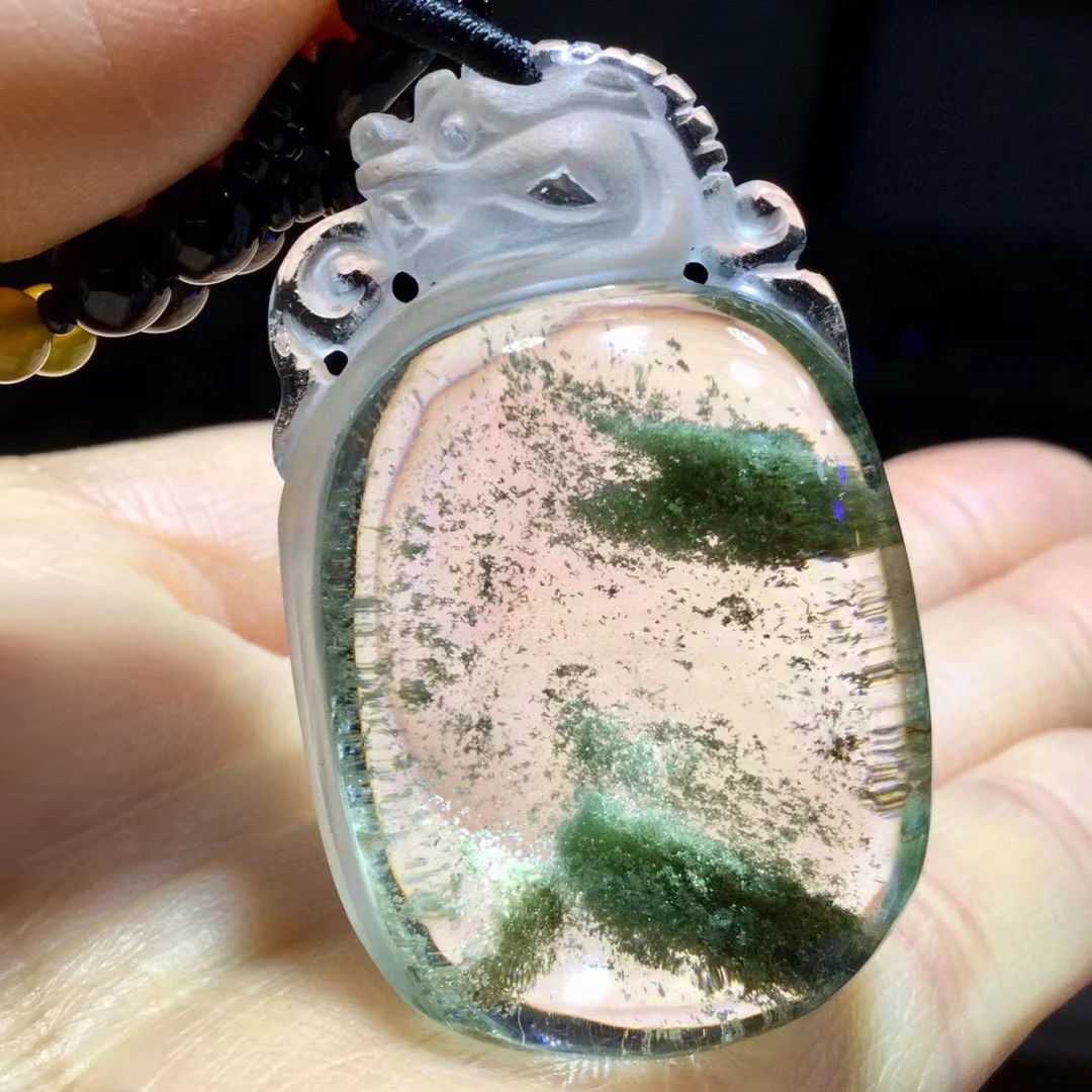 

Натуральный зеленый фантомный кварцевый кулон, ювелирные изделия для женщин и мужчин, 44*27*18 мм, овальное ожерелье, фантомный редкий сад, AAAAAA