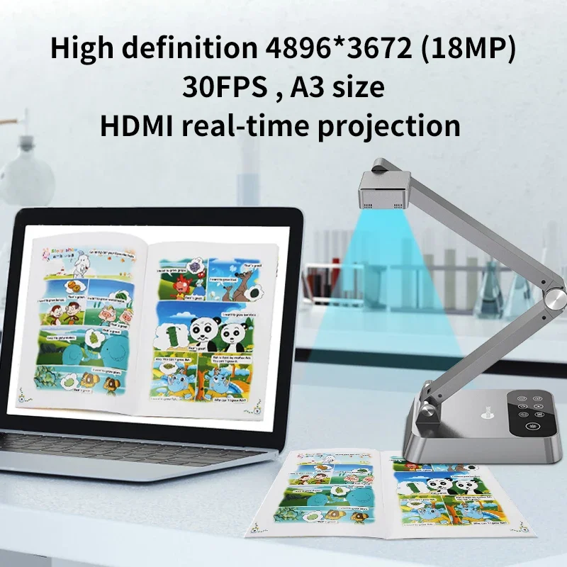 2026 A3 Document Camera Scanner | 20MP Visual Presenter Projection Real-Time Scanning OCR | Compatible Mac OS For Auto Focus Rem