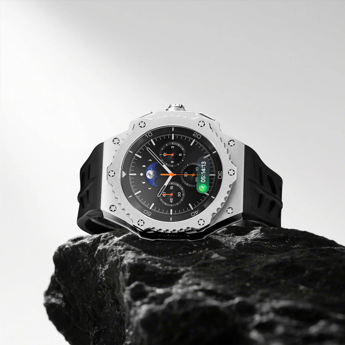 Luxury Modification Kit for Samsung Galaxy Watch 8 Classic 46mm Stainless Steel Case Silicone Strap for Watch 8 46mm DIY Accesso