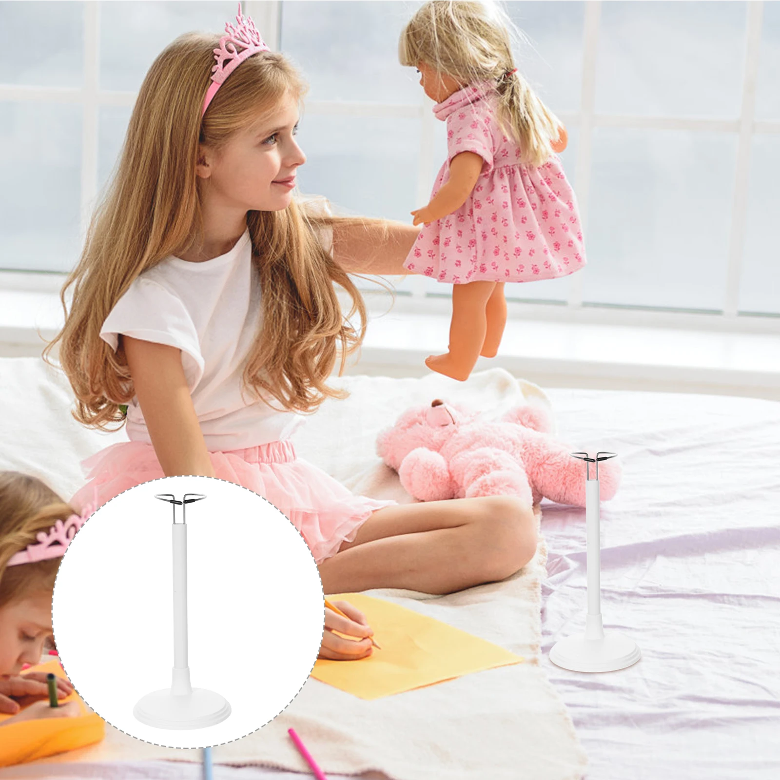 

Adjustable Support Holder Stable Round Base Display For Figures Portable Lightweight Abs Stainless Steel Stand Simple