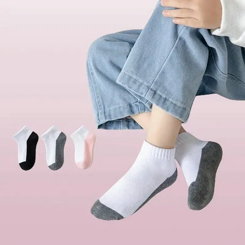 Calcetines cortos de algodón para niños y niñas, medias deportivas de alta calidad, Color blanco, 5/10 pares