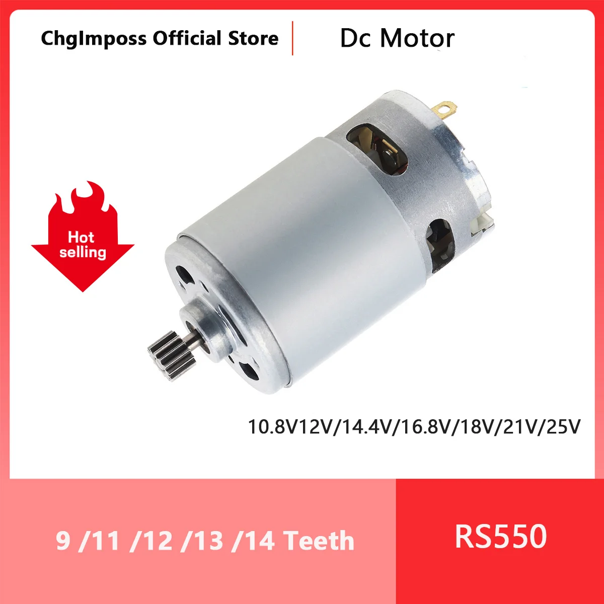 

RS550 DC Motor 9/11/12//13/14 Teeth 10.8V-25V High Torque Gear Box Electric Saw Micro Motor for Reciprocating Saw/Electric Drill