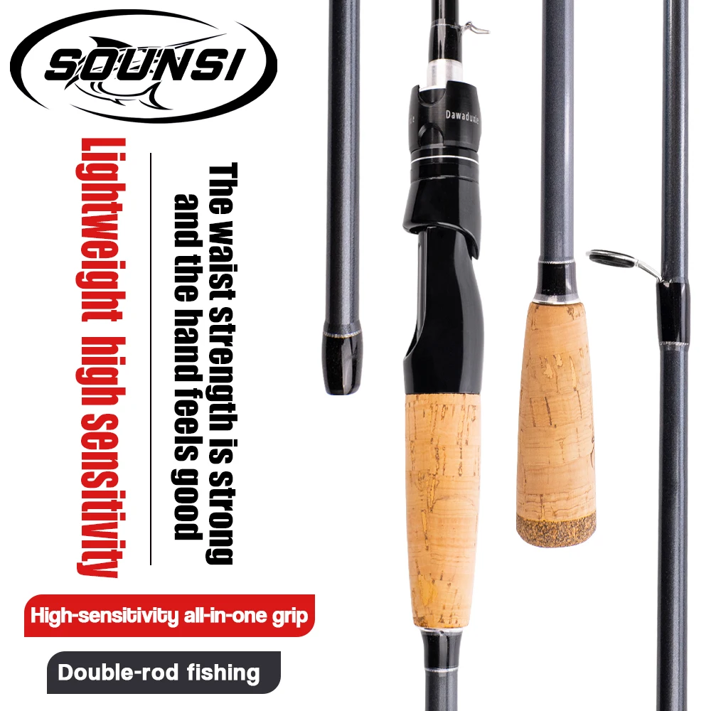 SOUNSI Spinning Casting M+ML Fishing Lure Rod 1.8-2.1m 2 Section Carbon Fiber Light  Bait 5-28g Top Quality 4-12LB Line