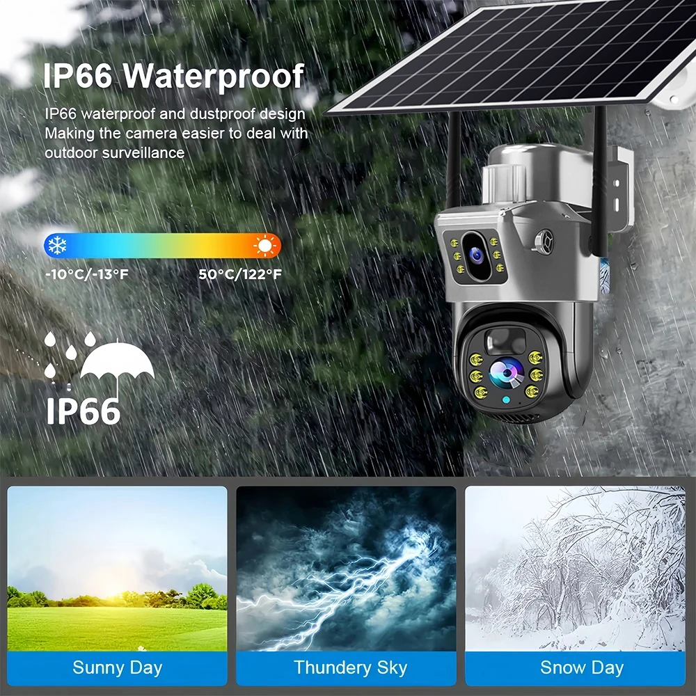 4G 8MP Solar CCTV Dual Lens Outdoor Surveillance Camera PIR Human Detection Waterproof V380 Pro Webcam Built-in Battery Monitor image 6