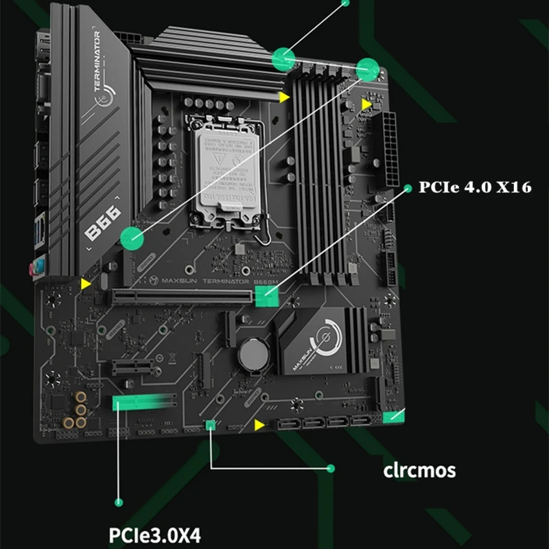 Top MAXSUN Motherboard Set Terminator B660M CPU Intel i5 12490F LGA1700 [with packaging] DDR4 128GB SATA3 M.2 Computer Combo