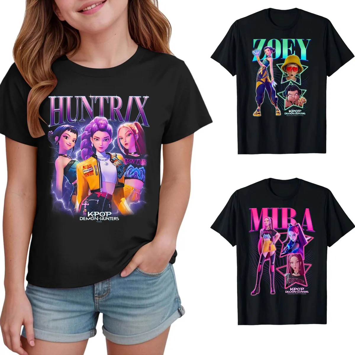 

KPop Devil Hunter T-shirt Movie Pattern T-Shirt Unisex Original Harajuku Style Casual Loose Girl Boy Graphic High-Quality Cotton