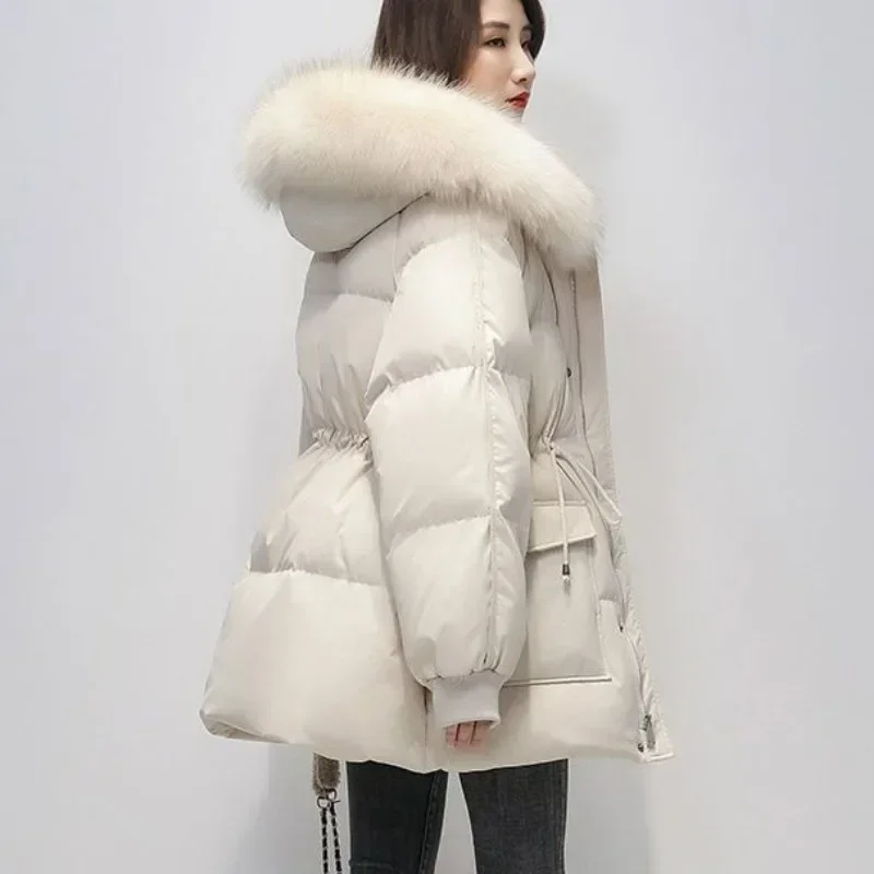 Women Down Cotton Coat Winter Jacket Female Short Parkas Loose Thick Warm Outwear Hooded Fur Collar Versatile Overcoat New 2024